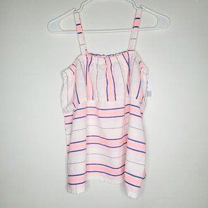 Carter's Kid Size 14 Woven Summer Tank Top Pink Blue Sleeveless Summer Cute Fun